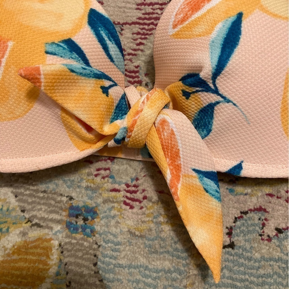 NWT Shade & Shore Grapefruit Pink And Orange Bikini Top Size 32B - Picture 5 of 13